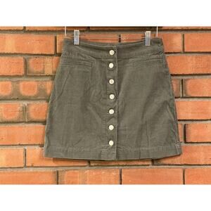 Wilfred Free Corduroy Button Front Mini Skirt Women’s Size 2 Green Aritzia